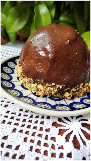 bomba deser, deser z niespodzianką, mono deser, deser z musem, zdrowe kruche ciasto, biszkopt bezglutenowy,