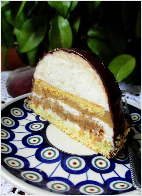 deser z musem, polewa czekoladowa, deser z brzoskwiniami, najlepsze ciasto z brzoskwiniami, przekładaniec z brzoskwiniami, zdrowe wypieki, fit ciasta,